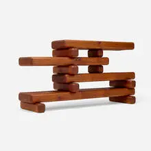 Paul Maull, Sculptural shelving unit, c. 1975, pine