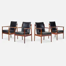 Arne Vodder, Armchairs model 431, set of four, c. 1960, rosewood, leather, vinyl
