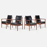 Arne Vodder, Armchairs model 431, set of four, c. 1960, rosewood, leather, vinyl