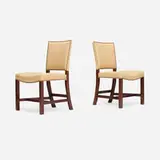 Kaare Klint, Barcelona chairs model 3758, pair, 1937, leather, mahogany, brass-plated steel