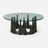 Paul Evans, Stalagmite coffee table, model PE-128, 1976, bronzed resin over steel, glass