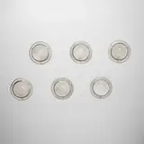Luigi Caccia Dominioni, Tommy LSP6 wall lights, set of six, c. 1965, glass, polished steel
