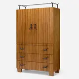 Custom Secretaire-Cabinet by Elizabeth Garouste and Mattia Bonetti, 1996, zebrano veneer, wrought iron, sold Nov 2025