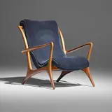 Vladimir Kagan, Lounge chair, c. 1955, walnut, upholstery