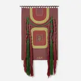 Olga Fisch, Wall-hanging tapestry, hand-woven wool, brass