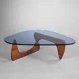 coffee table, model IN-50 by Isamu Noguchi, 1944, walnut, glass, sold Oct 2001