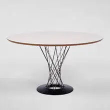 Isamu Noguchi, dining table, 1954, plywood, iron, chrome steel