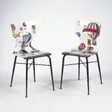 chairs, pair by Piero Fornasetti, c. 1965, acrylic, enameled metal, sold Oct 2001