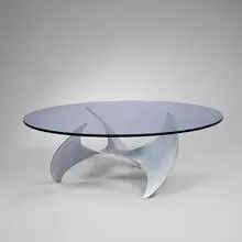 Knut Hesterberg, coffee table, 1950s, aluminum, glass