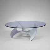Knut Hesterberg, coffee table, 1950s, aluminum, glass