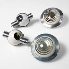 Henry Dreyfuss, sconces, pair, 1930s, glass, aluminum