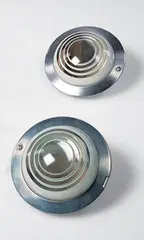 Henry Dreyfuss, sconces, pair, 1938, glass, aluminum