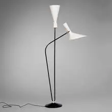 1950s, floor lamp, enameled metal