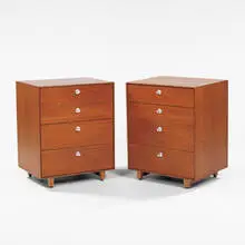 Thin-edge cabinet by George Nelson, c. 1955, teak, aluminum, sold Oct 2001