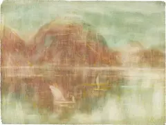 Christian Rohlfs, Herbstlicher See, 1933, Aquarell und Farbkreide auf leicht genarbtem Fabriano-Velin