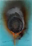 Otto Piene, Frosted Fire Flower, 1978, Feuergouache auf Karton
