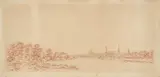 Adrian Zingg, Ansicht von Dresden, Feder in Rot über Bleistift auf Papier