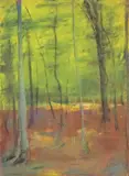 Sonne im Buchenwald by Lesser Ury, Pastell auf Pappe, sold Dec 2007