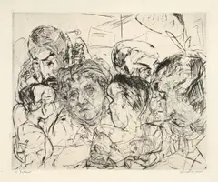 Gesellschaft by Max Beckmann, 1915, Kaltnadel auf Kupferdruckkarton, sold Nov 2009
