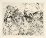 Max Beckmann, Gesellschaft, 1915, Kaltnadel auf Kupferdruckkarton