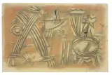 Willi Baumeister, Sol, 1949, Farbkreide, schwarze Ölkreide und Kohle auf beigefarbenem Bütten