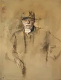 Bismarck mit Mütze by Franz von Lenbach, Öl auf Pappe, sold Nov 2009