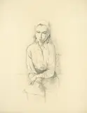 Sitzendes Mädchen by Karl Hofer, Um 1937, Bleistift und Kohle auf gelblichem Papier (Prägestempel: DUREX), sold Nov 2009