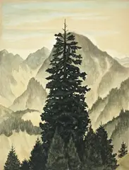 Christian Schad, Hochwald, 1935, Aquarell und Gouache über Bleistift auf Karton