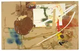 Dieter Roth, Ohne Titel, 1984, Collage und Mischtechnik auf graubraunem Karton, vom Künstler auf Holz aufgezogen