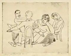 Gelage by Max Beckmann, 1925, Kaltnadel auf dünnem Papier, sold Nov 2008