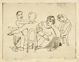 Max Beckmann, Gelage, 1925, Kaltnadel auf dünnem Papier