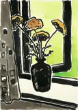Vase mit Schafgarbe am Fenster by Karl Schmidt-Rottluff, 1955, Aquarell und Tuschpinsel auf leichtem Karton (Prägestempel: Schoellershammer), sold Nov 2008