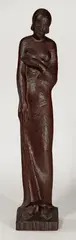 Karl Opfermann, Stehender Halbakt mit Tuch, Um 1925, Rötliches, dunkelbraun abgetöntes Holz. Höhe: 101,5 cm (40 in.)