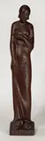 Karl Opfermann, Stehender Halbakt mit Tuch, Um 1925, Rötliches, dunkelbraun abgetöntes Holz. Höhe: 101,5 cm (40 in.)