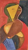 Adolf Fleischmann, Maskengestalt, Um 1930, Öl auf Leinwand