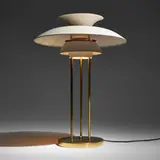 PH 5 table lamp by Poul Henningsen, brass, enameled aluminum, sold Nov 2025