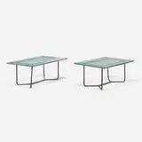 Walter Lamb, Coffee tables model AH-3700, pair, c. 1952, bronze, glass