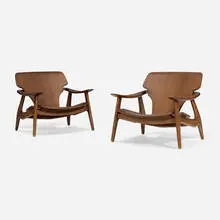 Sergio Rodrigues, Diz lounge chairs, pair, 2002 / 2013, beech