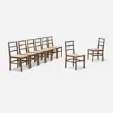 Bddw, Ladder chairs, set of eight, c. 2015, beech, upholstery
