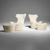 Naoto Fukasawa, Grande Papilio armchairs and ottomans, pair, 2009, shearling