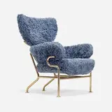 Tre Pezzi lounge chair by Franco Albini and Franca Helg, gold-plated steel, upholstery, sold Nov 2025