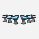 Warren Platner, Chairs, set of six, enameled steel, upholstery