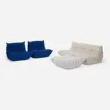 Michel Ducaroy, Togo sofa, chairs, and ottoman, set of four, 1973, suede upholstery