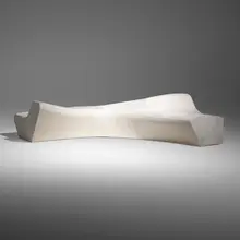 Zaha Hadid, Moraine sofa, 2000, fireproof foam, pony leather upholstery