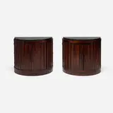 Ralph Lauren, Art Deco-style serving cabinets, pair, mahogany veneer, marble, brass