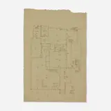 Dion Neutra, Untitled (Floor Plan Drawing), 1988, graphite on tracing paper