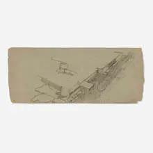 Richard Neutra, Architectural Rendering for the Medical Center, San Bernadino, graphite on tracing paper