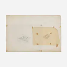 Richard Neutra, Architectural rendering for a Sacramento redevelopment project, graphite, paper, tape