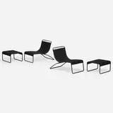 Hendrik Van Keppel and Taylor Green, Lounge chairs model 801 and ottomans model 800 from the Waynecrest House, Beverly Hills, pair, powder-coated steel, cording