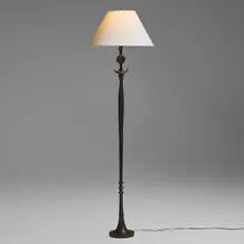 Alberto Giacometti, Floor lamp, c. 1985, patinated bronze, linen shade